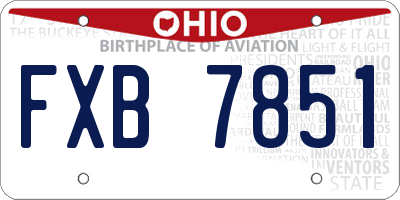 OH license plate FXB7851