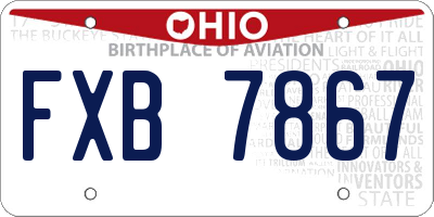 OH license plate FXB7867
