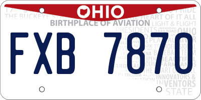 OH license plate FXB7870