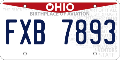 OH license plate FXB7893