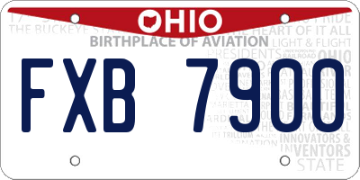 OH license plate FXB7900