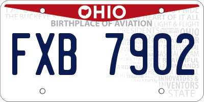 OH license plate FXB7902
