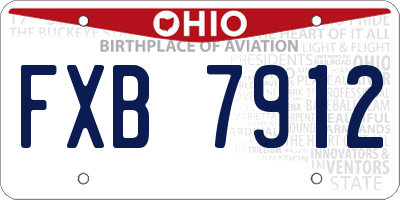 OH license plate FXB7912