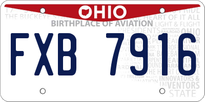 OH license plate FXB7916