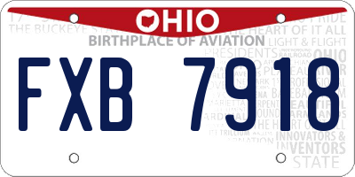 OH license plate FXB7918