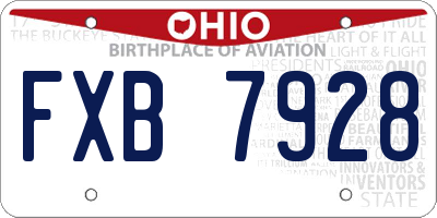 OH license plate FXB7928