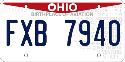OH license plate FXB7940