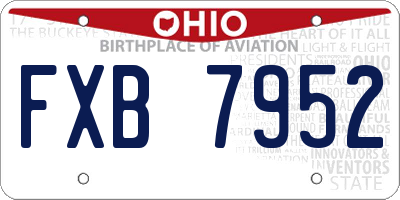 OH license plate FXB7952