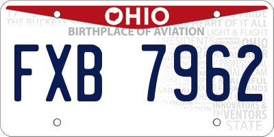 OH license plate FXB7962