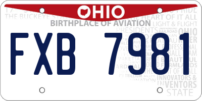 OH license plate FXB7981