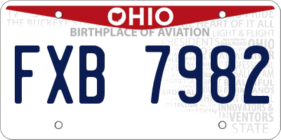 OH license plate FXB7982