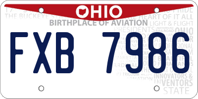 OH license plate FXB7986