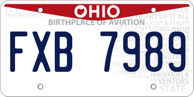 OH license plate FXB7989
