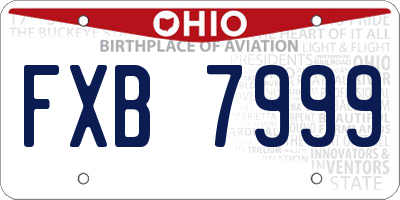 OH license plate FXB7999