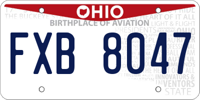 OH license plate FXB8047