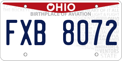 OH license plate FXB8072