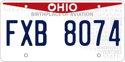 OH license plate FXB8074