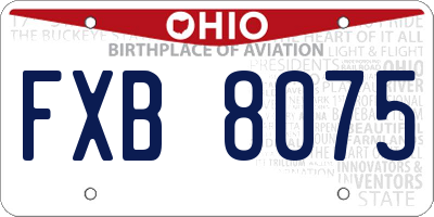 OH license plate FXB8075