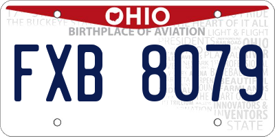 OH license plate FXB8079