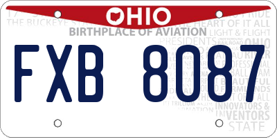 OH license plate FXB8087
