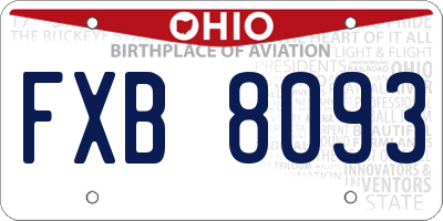 OH license plate FXB8093