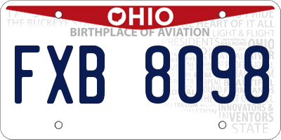 OH license plate FXB8098