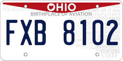 OH license plate FXB8102