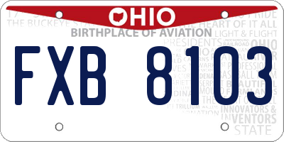 OH license plate FXB8103