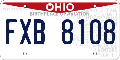OH license plate FXB8108