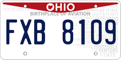 OH license plate FXB8109