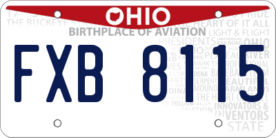 OH license plate FXB8115