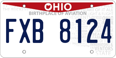 OH license plate FXB8124