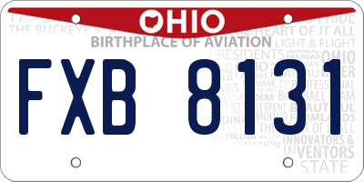 OH license plate FXB8131