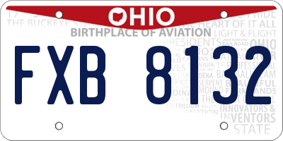 OH license plate FXB8132