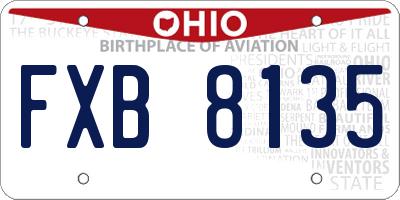 OH license plate FXB8135
