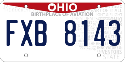 OH license plate FXB8143