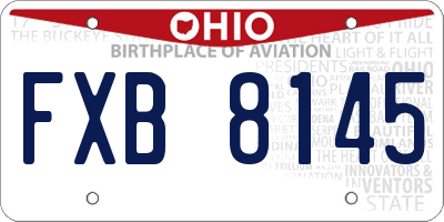 OH license plate FXB8145