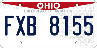OH license plate FXB8155