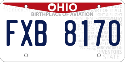 OH license plate FXB8170
