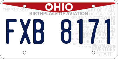 OH license plate FXB8171