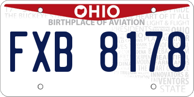 OH license plate FXB8178