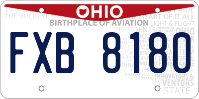 OH license plate FXB8180