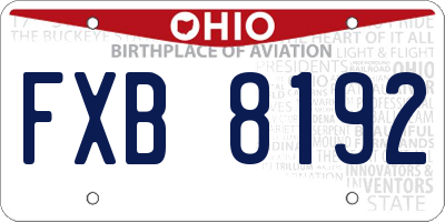 OH license plate FXB8192