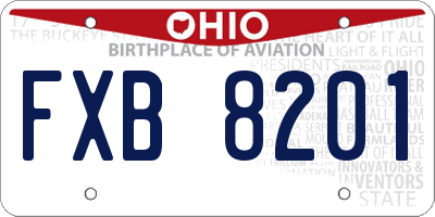 OH license plate FXB8201
