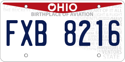 OH license plate FXB8216