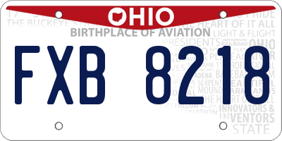 OH license plate FXB8218