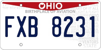 OH license plate FXB8231