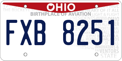 OH license plate FXB8251