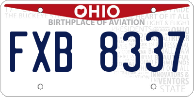 OH license plate FXB8337