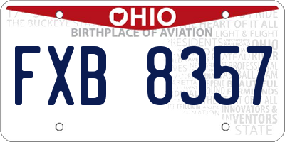 OH license plate FXB8357
